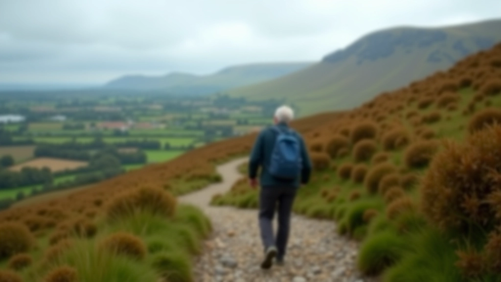 Senior hiker on scenic mountain trail